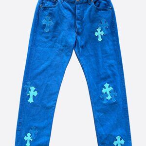 Chrome Hearts Levi's London Exclusive Blue Dyed Cross Patch Jeans